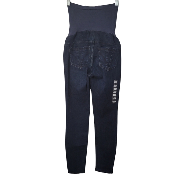 Indigo Blue Dark Wash Slim Straight Maternity Secret Belly Jeans - Picture 4 of 16